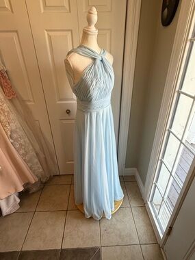 Azazie Pale Blue Halter Maxi Dress